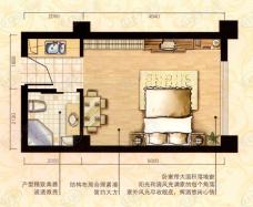 峰景湾高层公寓 1室1卫户型图