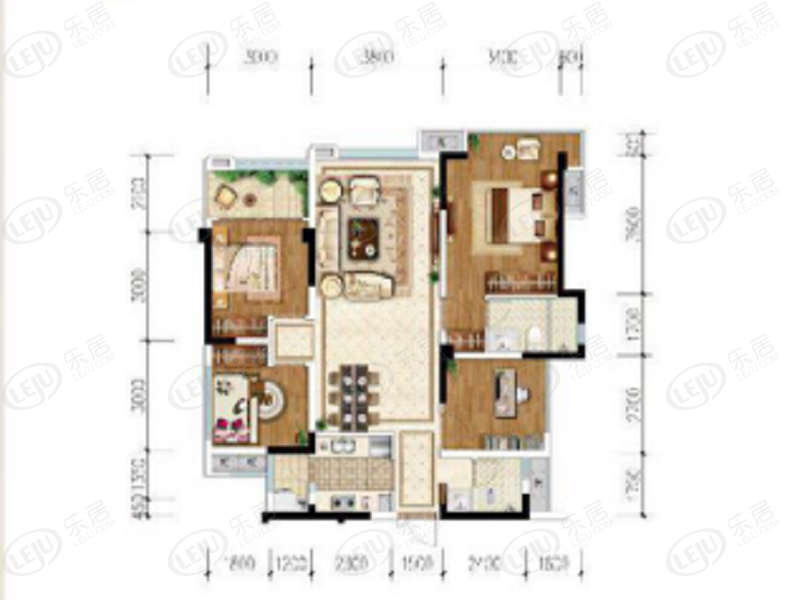 信智城4室2厅2卫户型图 - 南充乐居