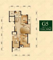 怡林名门11和14号楼G5三室二厅一卫户型图