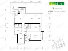 富力公主湾H1户型， 4室2厅3卫1厨， 建筑面积约128.90平米户型图