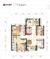 时代香海彼岸116平米四房户型户型图
