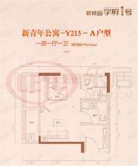 碧桂园·学府1号新青年公寓Y213A户型户型图