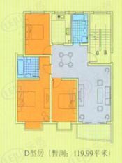 汇康公寓房型: 三房;  面积段: 110 －130 平方米;
户型图