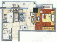 雅琪公寓房型: 一房;  面积段: 53 －60 平方米;户型图