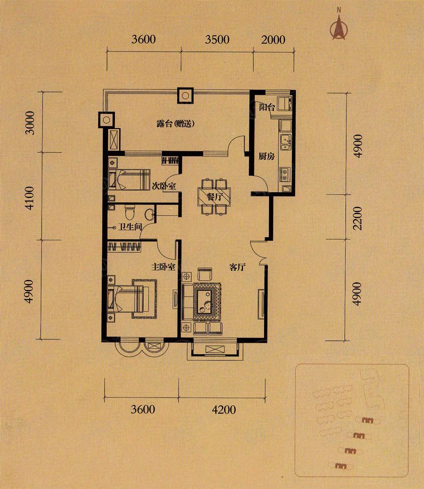房子平面图二室一厅图片