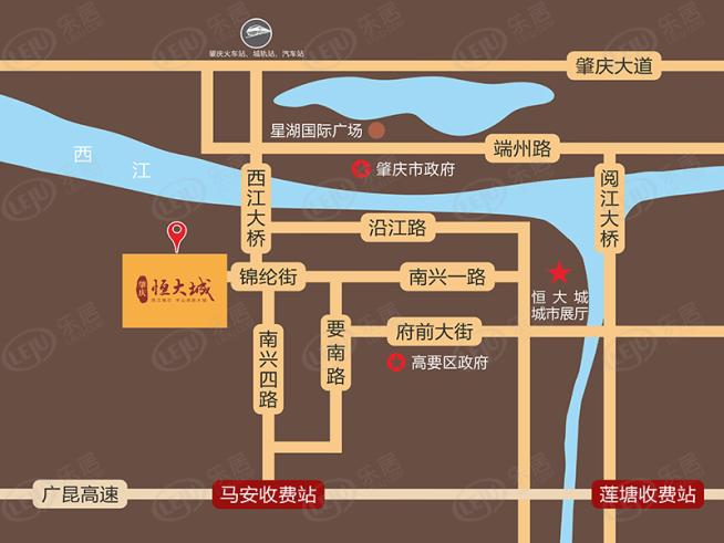 肇庆恒大城位置交通图