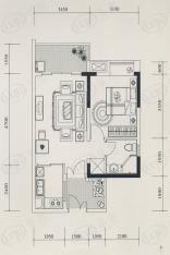 富力现代广场房型: 一房;  面积段: 43.42 －43.42 平方米;户型图