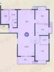 凯润金城房型: 三房;  面积段: 164 －178 平方米;
户型图