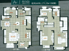 亿豪名邸房型: 叠加别墅;  面积段: 172 －175 平方米;
户型图