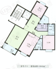 锦灏佳园房型: 三房;  面积段: 129 －135 平方米;
户型图