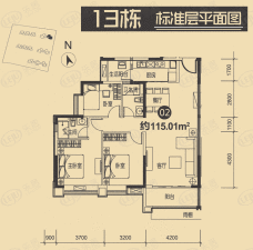 广州时代倾城13栋标准层02单元户型图