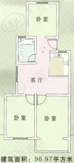 乾龙苑房型: 三房;  面积段: 96.76 －97.51 平方米;户型图