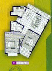 金桥新家园房型: 二房;  面积段: 99.22 －107.01 平方米;
户型图