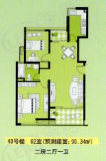 佳龙花园二期房型: 二房;  面积段: 90.34 －90.34 平方米;
户型图